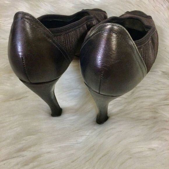 Donald‎ J. Pliner Chocolate Brown Satin Open Toe Pumps Heels 7.5M - Picture 6 of 10